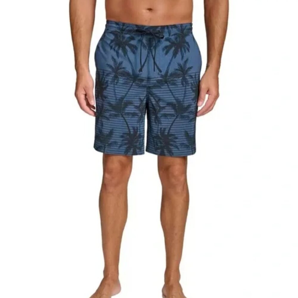 NEW Kirkland Mens Swim Board Shorts | Blue Palm